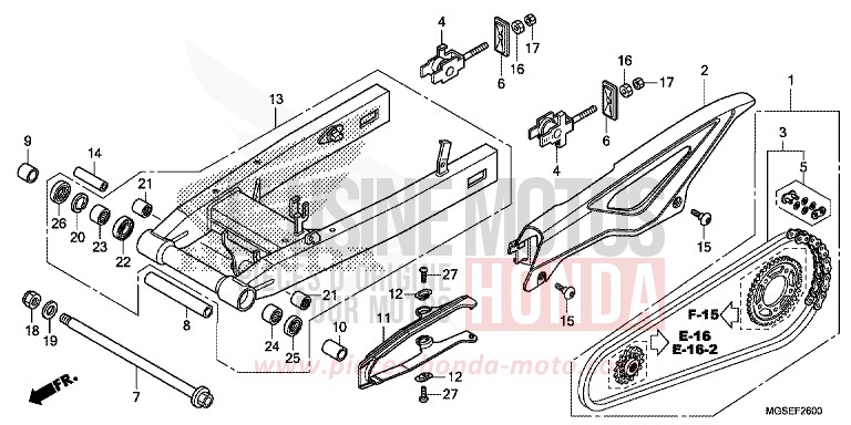 BRAS OSCILLANT von NC700S DCT SEAL SILVER METALLIC (NHA14) von 2013